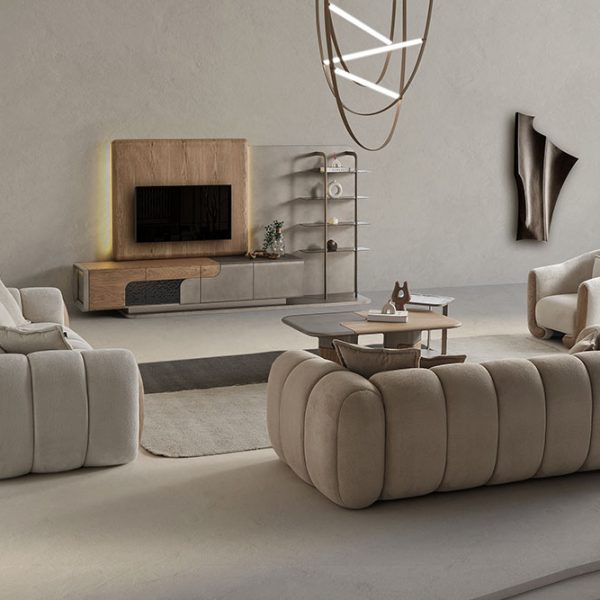 Modern tasarıma sahip Verona TV ünitesi, zarif detayları ve şık formuyla salon dekorasyonuna estetik bir dokunuş katar.